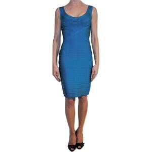 Pre-Owned Herve Leger Maria Signature Bandage Dress Bodycon Teal XS